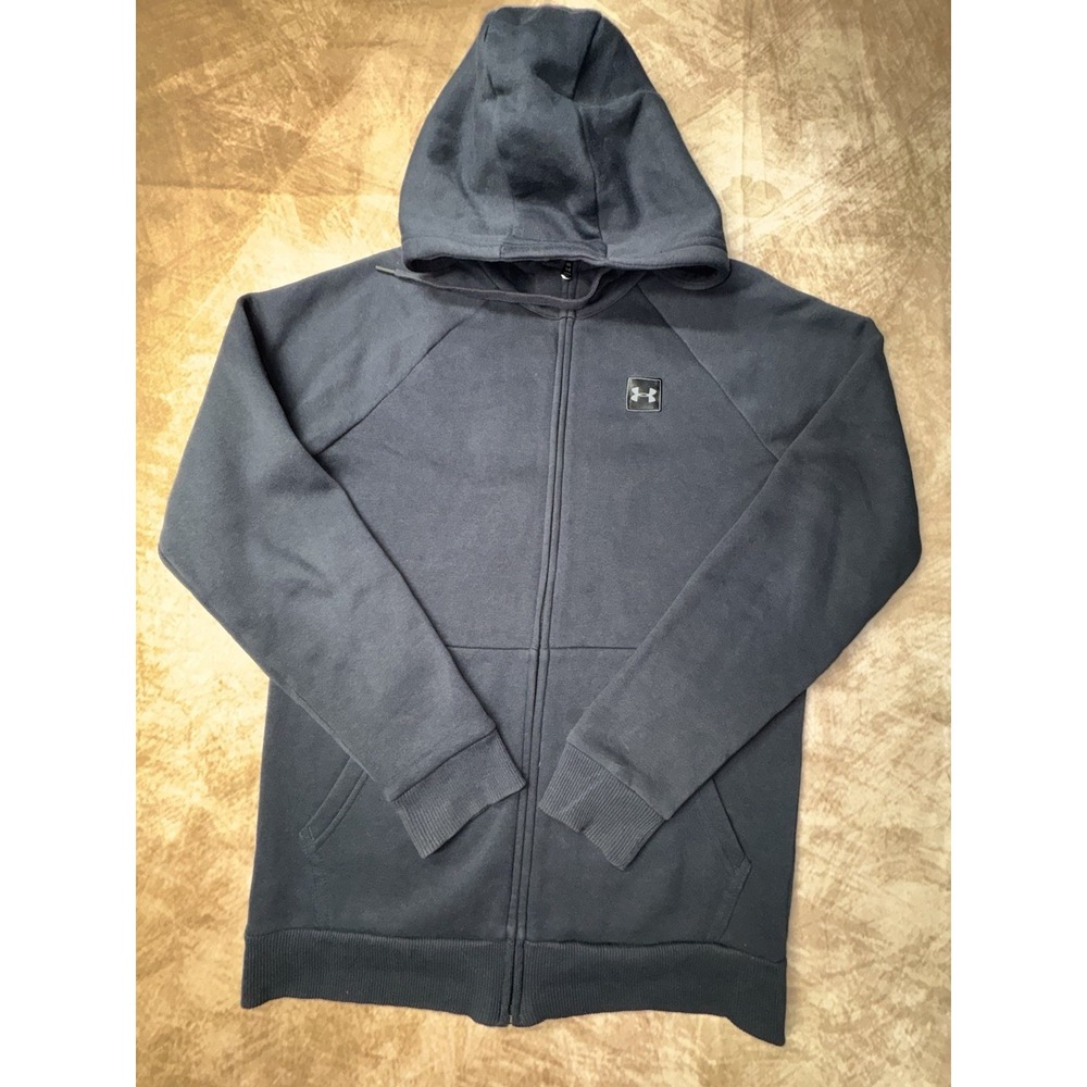 Under Armour Hoodie Unisex Small Black Full Zip Sweatshirt Loose Fit Athletic